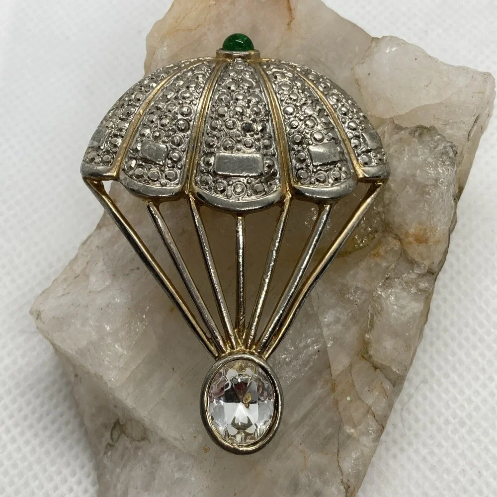 Vintage Lot of 3 Silver Tone Pin Brooch Clear Rhinestone Sarah‎ Coventry Flower